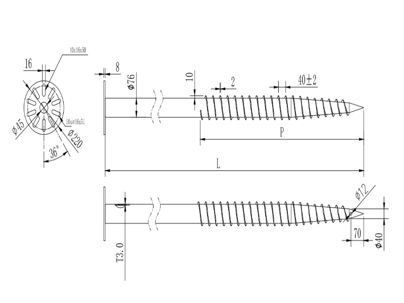 drawing draft of ground screw